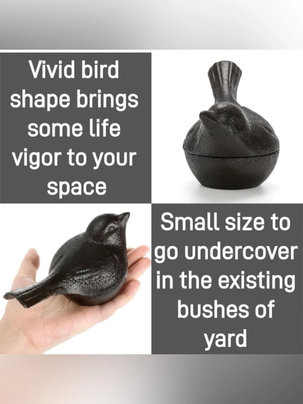 ☀️3/$15 NWOT Cast Iron Black Bird Multipurpose Key Holder Trinket Box